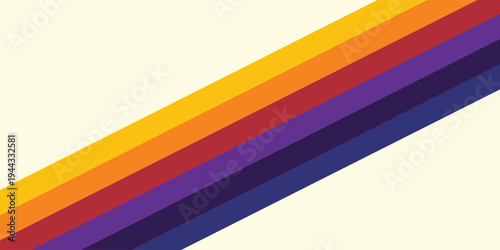 Abstract colorful 70s background vector. Vintage retro wallpaper with rainbow stripes and wavy lines.