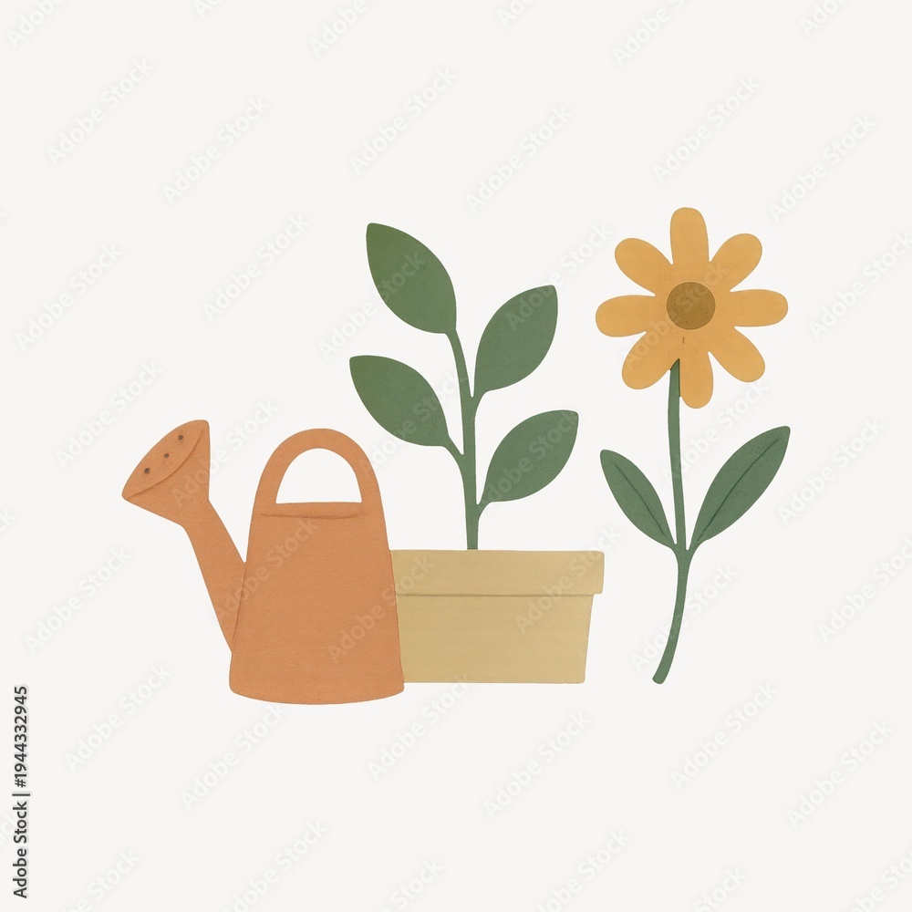 Fototapeta premium Charming garden tools illustration