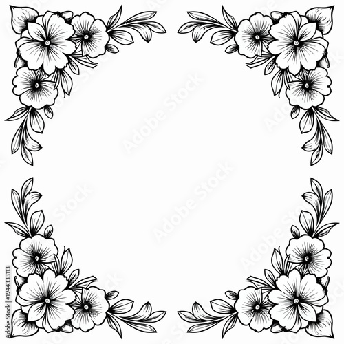decorative floral vintage frame ornament isolated on white background designed for vector graphics, user interface elements, presentation visuals and modern inf