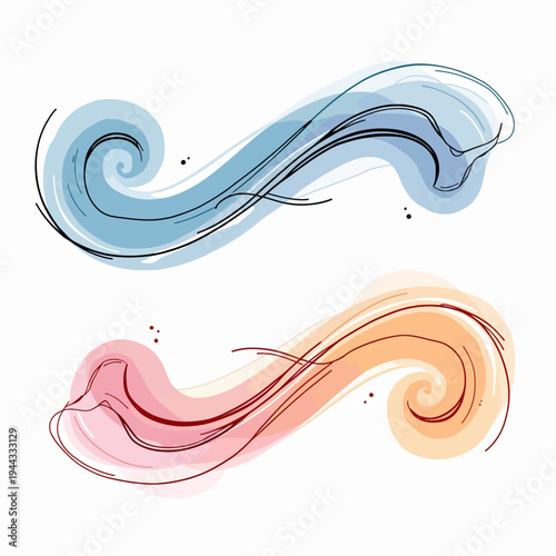 abstract colorful flowing wave design element isolated on white background designed for vector graphics, user interface elements, presentation visuals and moder