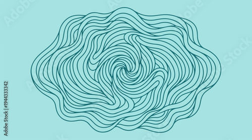 Abstract swirling lines forming a mesmerizing spiral pattern on a teal background.