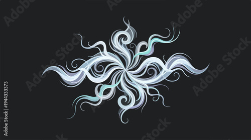 Abstract swirling smoke design on a dark background, artistic illustration.