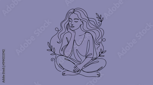 Contemplative Woman in Serene Meditation with Flowing Hair.
