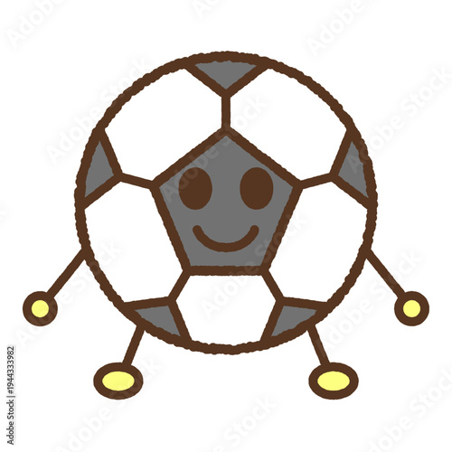 手書き風のキャラクター単品アイコンイラスト　サッカーボール