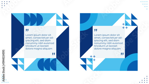 Modern Blue Geometric Abstract Corporate Quote Template with Copy Space Vector