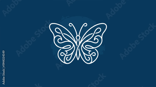 Elegant Butterfly Illustration on a Dark Blue Background.