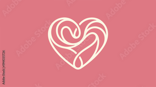 Elegant heart design on a pink background, perfect for love and romance.