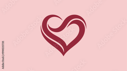 Elegant heart symbol design on a soft pink background, perfect for love.