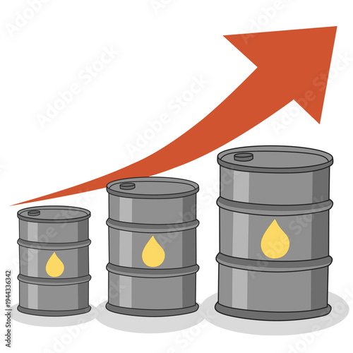 Rising Oil Price Concept with Oil Barrel and Upward Arrow – Energy Cost Increase Illustration