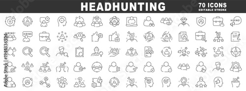 Clean outline icons for headhunting, recruitment