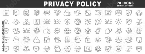 Clean outline privacy policy icons