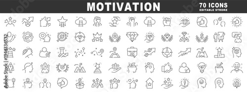 Clean outline motivation icons for success