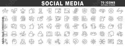 Clean outline social media icon set