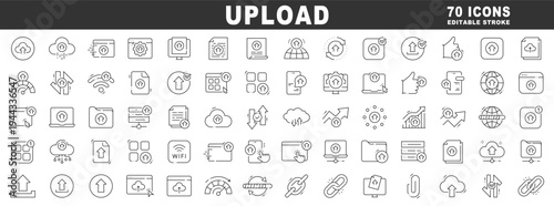 Outline upload icons for cloud file