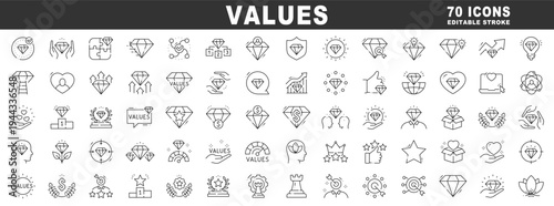 Clean outline icon set illustrating values