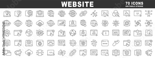 Website outline icons for web development