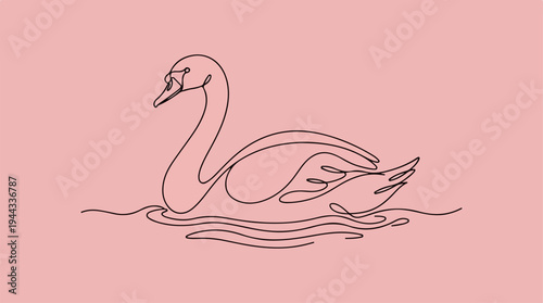 Elegant swan gracefully gliding across tranquil water surface.