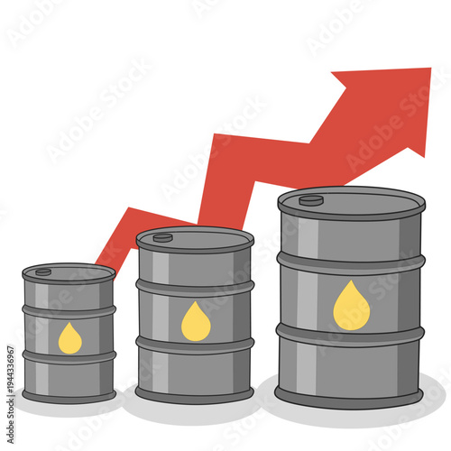 Oil Barrel with Up Arrow – Rising Oil Prices and Energy Cost Increase Concept