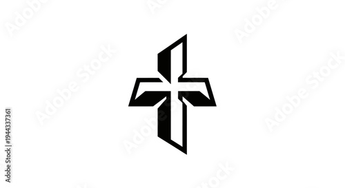Black and white cross symbol.