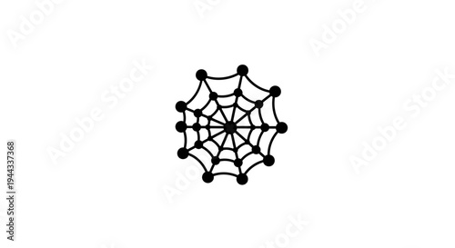 Black spider web with balls.