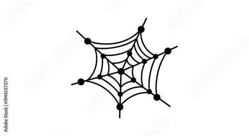 Black spider web with droplets.