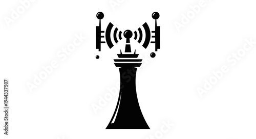 Black chess piece with signal waves.