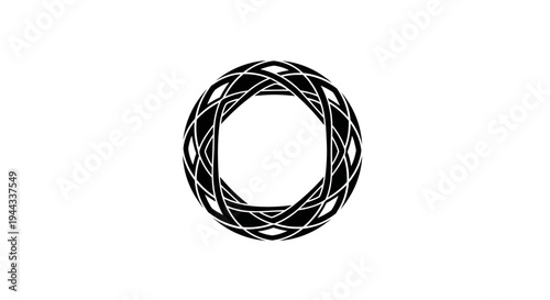 Black circular woven wire object.