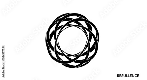 Black circular woven geometric shape design.
