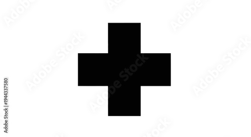 Black cross symbol on white background.
