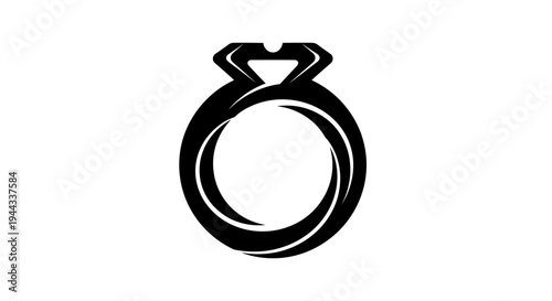 Black diamond ring jewelry icon symbol.
