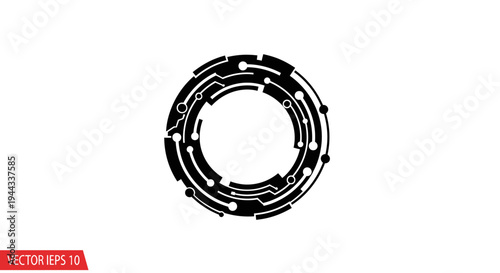 Black and white gear wheel icon.