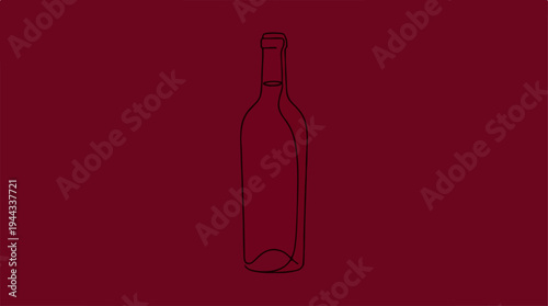 Elegant Wine Bottle Silhouette on a Rich Burgundy Background.