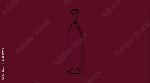 Elegant Wine Bottle Silhouette on a Rich Burgundy Background.