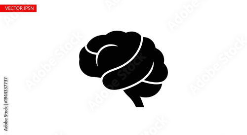 Black brain logo simple icon.