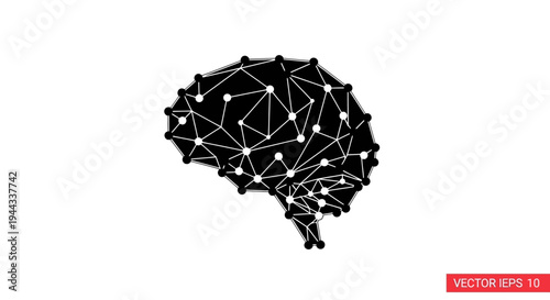 Black brain with white neural network.