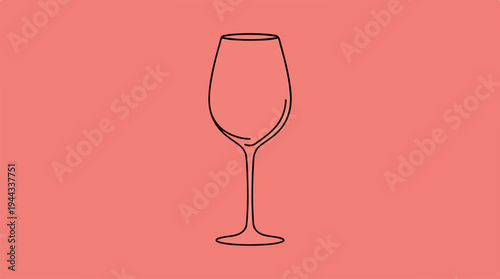 Elegant Wine Glass Silhouette Against a Soft Pink Background.