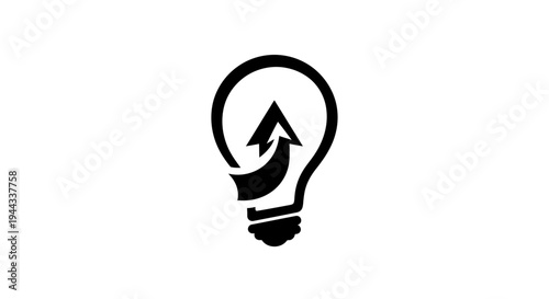 Black light bulb with arrow inside.