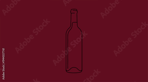 Elegant Wine Bottle Silhouette on a Rich Burgundy Background.