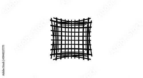 Black metal grid mesh fence panel.