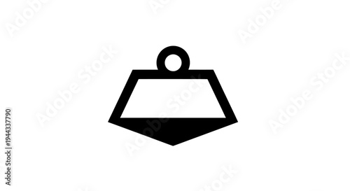 Black metal pendant on white background.