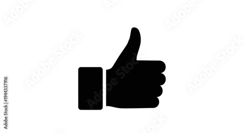 Black thumbs up hand sign icon.