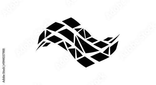 Black geometric wave shape design element.