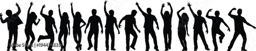 Silhouettes of Dancing People Celebrating in Various Poses for Websites, Apps, and Digital Media Designs