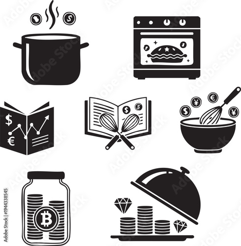 DeFi Culinary Finance and Crypto Yield Cooking Silhouettes