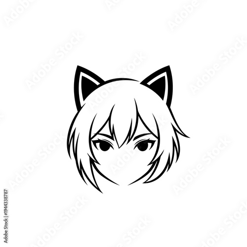 Anime Cat Girl Logo Vector Art