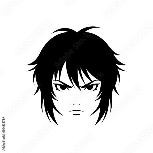 Aggressive Female Anime Character Face Silhouette
