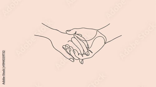 Minimalist Line Art Depicting Two Hands Holding Each Other.