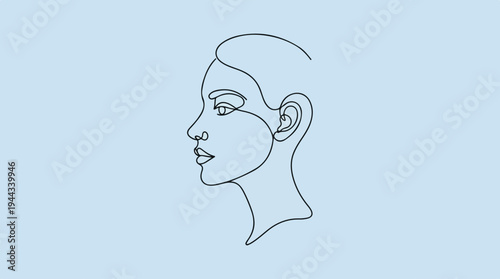 Minimalist Line Art Portrait of a Womans Profile.