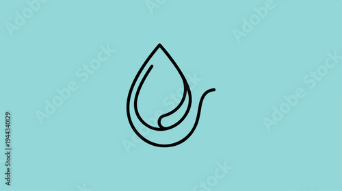 Minimalist water drop logo design on a light blue background.