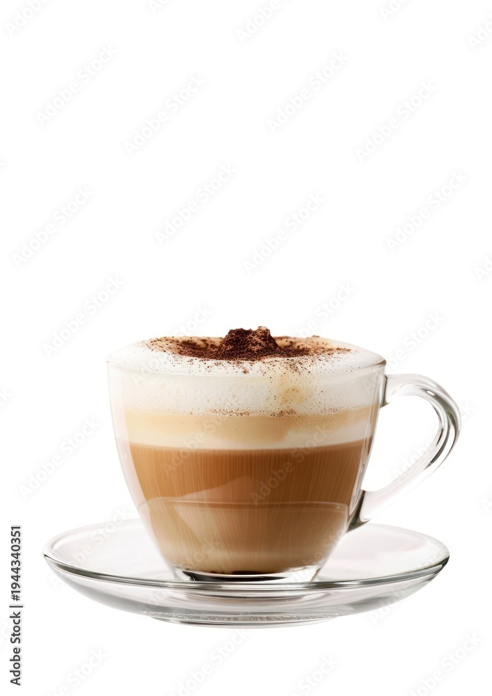 Fototapeta premium Creamy cappuccino in glass cup